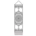 Vertical black and white mandala tapestry with a minimalist line art design and hanging cord - 32.5x130cm / Style 3
