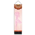 Arazzo da parete yoga nordico con motivo mandala, posa dell'albero e frange nere - 32.5x130cm / Silhouette Yoga Rosa (Stile 2)