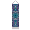 Detail of bohemian mandala tapestry featuring vivid prints and a wooden hanging pole - 32.5x130cm / Cool Tone Mandala Pattern (Style 3)