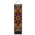 Bohemian mandala wall tapestry with deep red geometric patterns and black bottom tassels - 32.5x130cm / Dark Red and Ochre Symmetrical Pattern (Style 2)