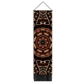 Detailed texture of bohemian mandala tapestry with tribal patterns and black tassels - 32.5x130cm / Rust Red and Navy Geometric (Style 4)