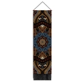 Vertical bohemian mandala tapestry with ethnic geometric patterns and black bottom tassels - 32.5x130cm / Brown and Orange Mandala Pattern (Style 5)