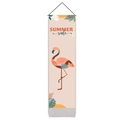 Détail de la tapisserie murale flamant rose avec feuilles tropicales et tige en bois - 32.5x130cm / Flamant Rose Tropical (SUMMER sale)