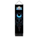 Vertical black canvas wall art featuring colorful lotus moon design and bottom tassels - 32.5x130cm / Style 2-Neon Lotus Moon Style