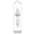 Vertical zen wall scroll with black line art lotus and Unalome on white canvas fabric - 32.5x130cm / Style 5-Zen Spiritual Lotus Style