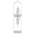 Detailed vertical view of a white lotus tapestry with black Unalome bohemian symbols - 32.5x130cm / Style 6-Minimalist White Lotus Style