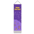 Lila Happy New Year Wandbehang mit festlichem Schneemotiv und eleganten Quasten - 32.5*130cm / Violetter Neujahrs-Haus-Stil