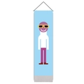 Arazzo da parete minimalista con illustrazione moderna a colori e cornice in legno - Illustrazione Occhiali da Sole Blu (Stile 11)