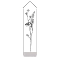 Modern Nordic botanical line art wall tapestry with wooden rod and black hanging string - 32.5x130cm / Botanical Line Drawing Style 1
