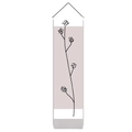 Nordic minimalist vertical wall hanging with abstract floral line art and tassels - 32.5x130cm / Pink Abstract Botanical Style 2