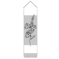 Macro detail of Nordic floral wall tapestry featuring black line art and tassels - 32.5x130cm / Daisy Flower Cluster Style 3