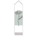 Detail of Nordic floral wall hanging with black line art and wooden scroll frame - 32.5x130cm / Gray-Green Line Drawing Style 5