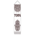 Arazzo verticale da yoga con mandala marrone, mano di Hamsa e asta in legno per la parete - 32.5x130cm / Yoga e Mano di Hamsa (Stile 1)