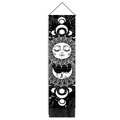 Dettaglio arazzo con sole e fasi lunari, arte celeste mistica e nappe nere - Tipo standard / Stile Mistico Bianco e Nero (Stile 1)