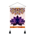 Detail of meditation tapestry with purple lotus, mandala art, and black tassels decoration - 35x50cm / Purple Lotus Zen (Style 2)