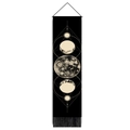 Dettaglio dell'arazzo nordico con fasi lunari su tela nera e decorazione con nappe - Tipo standard / Stile Fase Lunare Geometrica Nera (Stile 4)