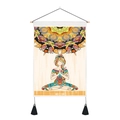 Close-up of bohemian yoga wall tapestry with mandala pattern and decorative tassels - Warm Tone Mandala Figure (Style 8)