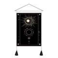 Bohemian tarot mandala tapestry with sun and moon pattern on a wooden hanging pole - 35x50cm / Astrology Sun Moon Style (Style 2)