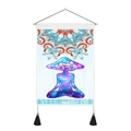 Macro view of meditation mushroom tapestry featuring mandala art and black tassel detail - Starry Sky Mushroom Meditation (Style 10)