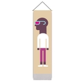 Modern minimalist wall hanging tapestry featuring a colorful geometric figure illustration - 32.5x130cm / Minimalist Figure with Glasses (Style 3)