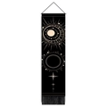 Arazzo tarocchi nero con motivi solari dorati, asta in legno e nappe decorative fini - 32.5x130cm / Anello Nidificato Celeste (Stile 4)
