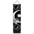 Detail view of Bohemian sun and moon tapestry with celestial patterns and black tassels - 32.5x130cm / Sun Stars Sunflower (Style 5)