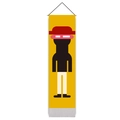 Minimalist yellow tapestry featuring abstract cartoon character with wooden hanger - 32.5x130cm / Pop Art Skull Figure (Style 4)