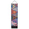 Vertical mandala tapestry with colorful geometric patterns and elegant black tassels - 32.5x130cm / Style 1
