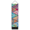 Vertical bohemian mandala wall tapestry with wood pole and black tassel decoration - 32.5x130cm / Style 2