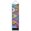 Close-up of bohemian mandala tapestry featuring vivid patterns, wood pole, and black tassels - 32.5x130cm / Style 4