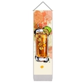 Vertical wall art featuring a refreshing tie-dye iced tea drink with lemon and wooden scroll - 32.5x130cm / Iced Tea Style (Style 1)
