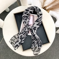 Chic 90cm leopard print silk square scarf for women in lightweight grey and black fabric - 90*90cm (Bali Yarn) / Gray