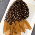 Sciarpa in voile marrone scuro e giallo senape con stampe floreali vintage - 180*90cm (Voile) / Marrone
