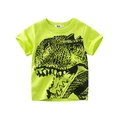 Neon green kids cotton t-shirt featuring a bold black dinosaur graphic print - Fluorescent Green / 120cm