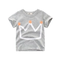Grey cotton kids short sleeve t-shirt featuring a minimalist orange dot crown print - 90cm / Mixed Grey