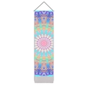 Vertical view of colorful mandala tapestry with vibrant floral patterns and hanging cord - 32.5x130cm / Style 2