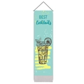 Detail of Best Cocktails wall scroll featuring vibrant tiffany blue canvas with fringe - 32.5x130cm / Tiffany Blue Best Cocktails Style (Style 4)