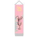Vertical wall banner with 'Happy Hour' cocktail print and pink tie-dye splash art detail - 32.5x130cm / Pink Happy Hour Style (Style 5)