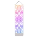 Vertical bohemian mandala tapestry with rainbow gradient print and wood hanging bar - 32.5x130cm / Style 5