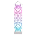 Close-up of bohemian mandala hanging tapestry with purple gradient and wooden pole - 32.5x130cm / Style 6