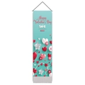 Vertikales Valentinstag-Banner mit roten Herzen und Perlen auf hellblauem Stoffdekor - 32.5x130cm / Hellblaues 3D-Herz (Stil 1)