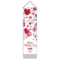 Detailaufnahme von Valentinstag-Banner mit 3D-Herzen und Happy Valentine's Day Text - 32.5x130cm / Weißer Hintergrund Herzumschlag (Stil 3)