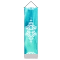 Verticale mandala wandtapijt in turquoise aquarelstijl met houten ophangstang - 32.5x130cm / Stijl 1