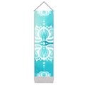 Verticale Boheemse Mandala wandtapijt met turquoise aquarel en houten ophangsysteem - 32.5x130cm / Stijl 2