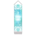 Boheems mandala wandkleed met houten roede en cyaan waterverf bloemmotief ontwerp - 32.5x130cm / Stijl 3
