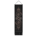 Vertical black tarot tapestry with rose gold moon and star geometric design and tassels - 32.5x130cm / Star Moon Astrology Style (Style 2)