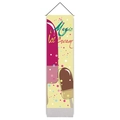 Vertical wall hanging tapestry featuring Magic Ice Cream illustration and wooden pole - 32.5x130cm / Style 1 (Magic Ice Cream)