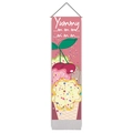 Close-up of vertical Christmas ice cream wall hanging with wood rod and Yummy text - 32.5x130cm / Style 4 (Yummy Cone)