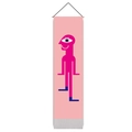 Arazzo rosa minimalista con arte astratta del personaggio e nappe grigie decorative - Illustrazione Minimalista con un Occhio (Stile 8)