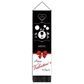 Valentine's Day bear wall hanging with menu design and Happy Valentine's Day text - Menu Plaid Bow Style (Style 3) / 32.5x130cm